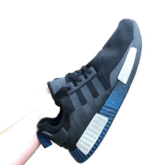 Rare 2020 Adidas NMD R1 Black Metal Grey Lush Blue Size 13 - Picture 3 of 16